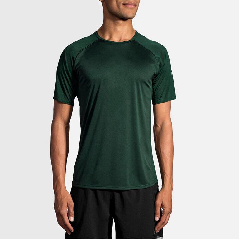 Camiseta De Corrida Manga Curta Brooks Stealth Masculino Brasil - Verdes (34801VNKG)